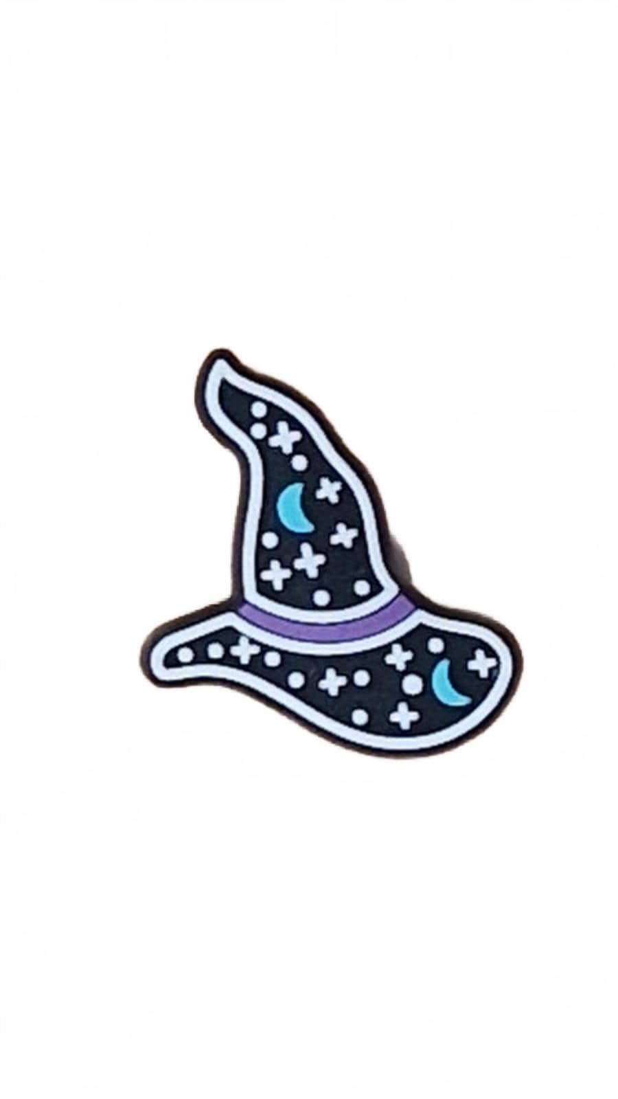 Black pointy moon and stars wizards hat shoe charm