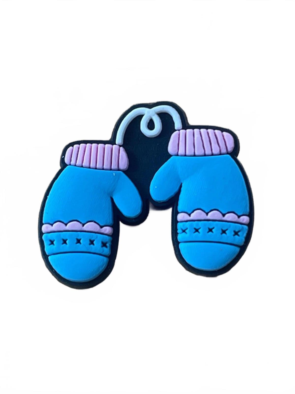 Blue and pink mitts Christmas shoe charm