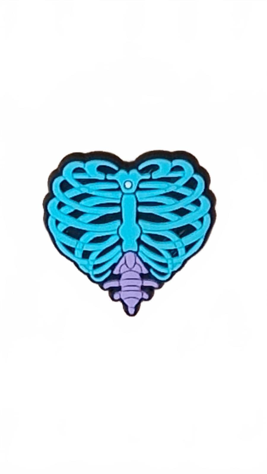 Blue skeleton heart shoe charm