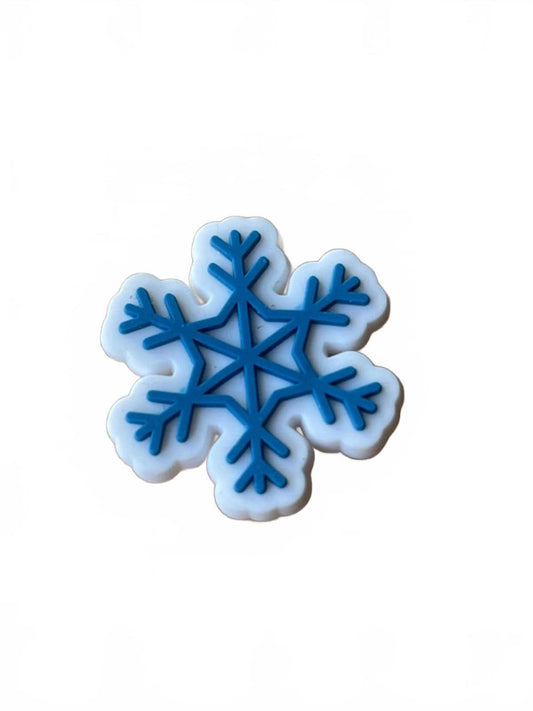 Blue and white snowflake Christmas shoe charm