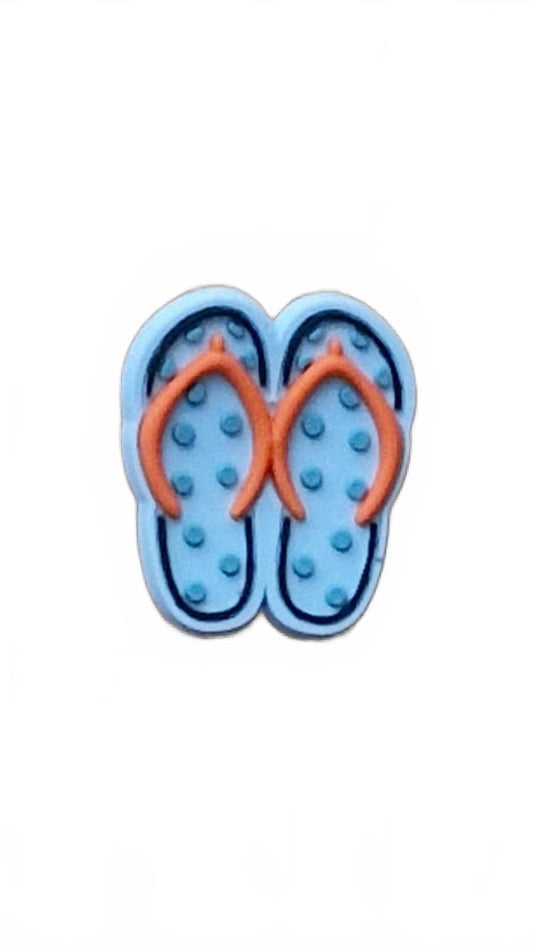 Blue dotted flip flops shoe charm