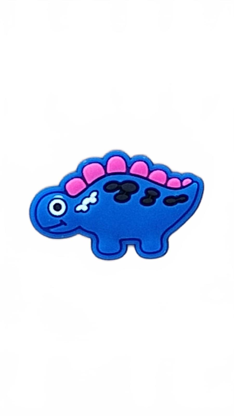Cartoon blue and purple Stegosaurus dinosaur shoe charm