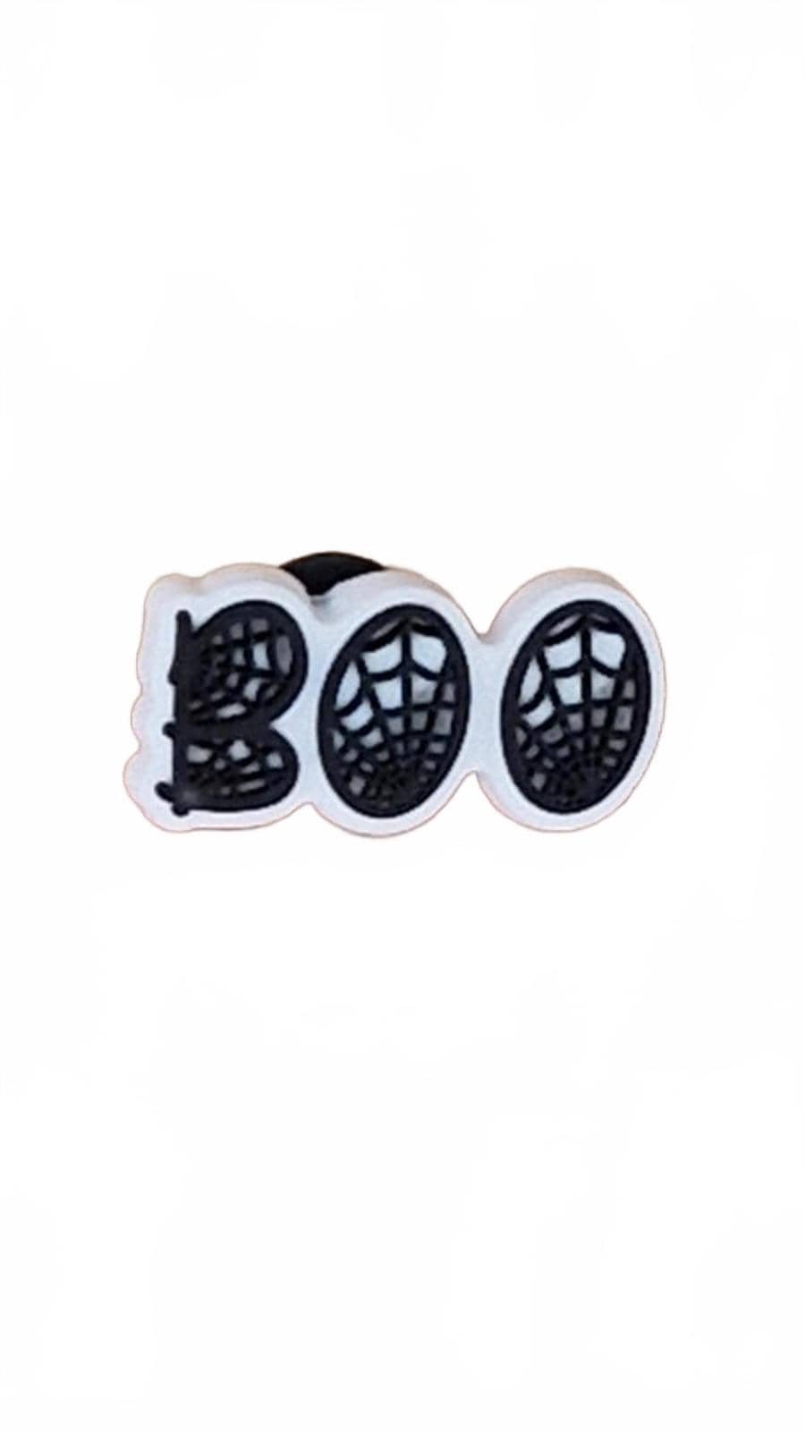 Boo word spider web Halloween shoe charm