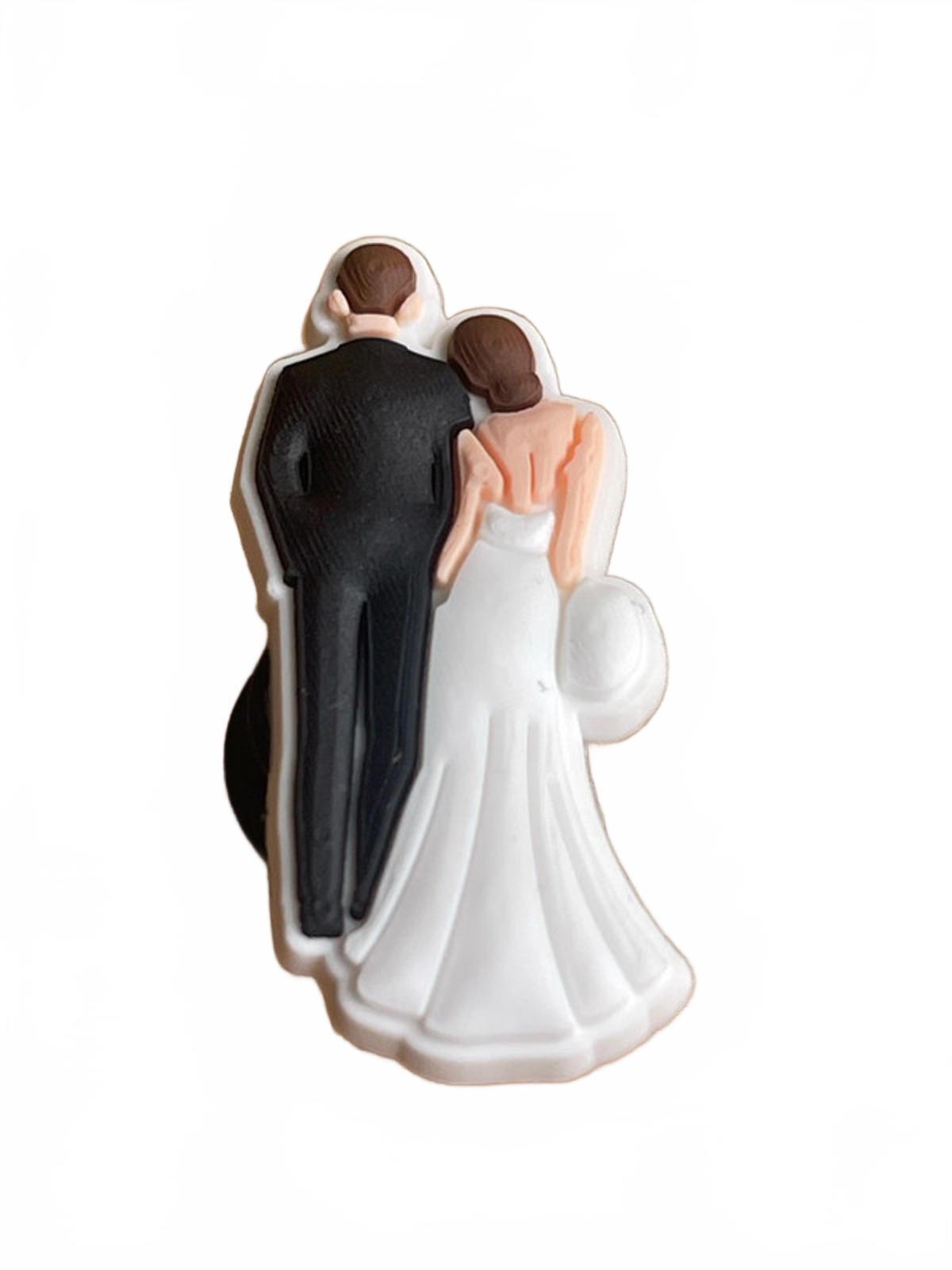 Black and white bride and groom shoe charm