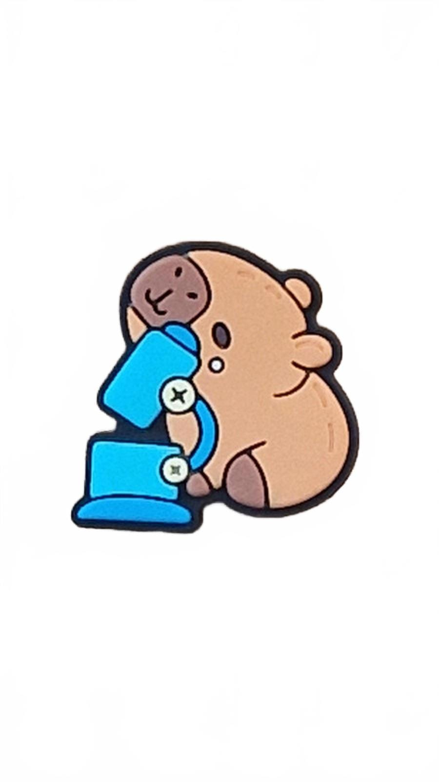 Cute capybara with microscope Medical shoe charm