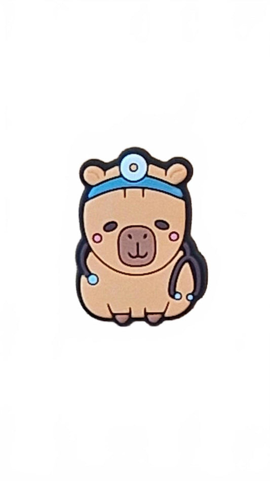 Cute capybara dressed as doctor shoe charm
