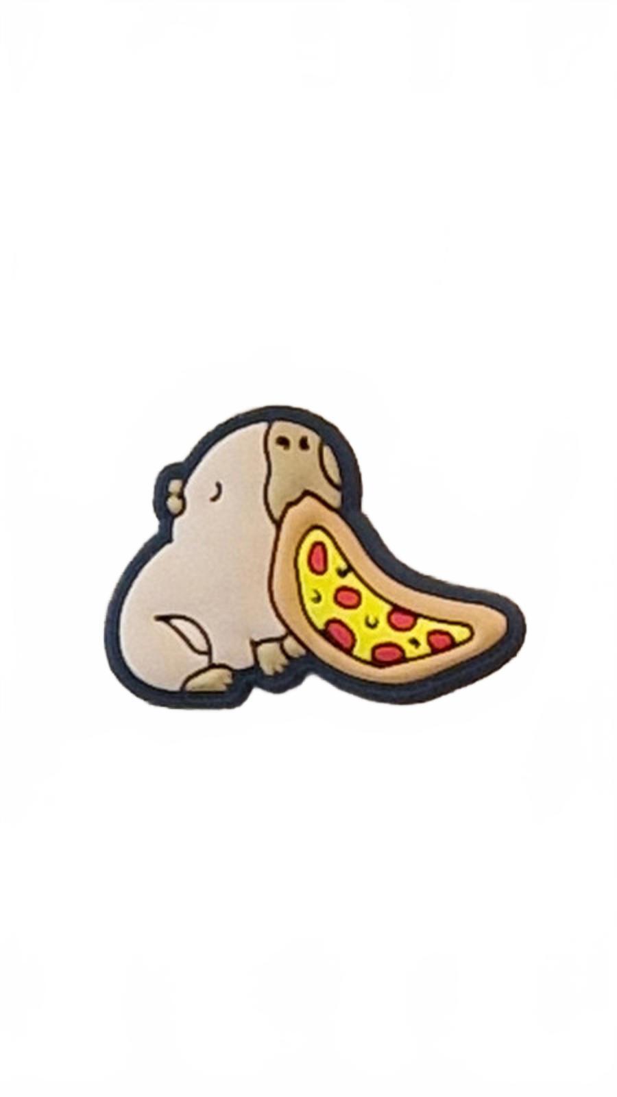 Cute capybara sleeping with pizza shoe charm