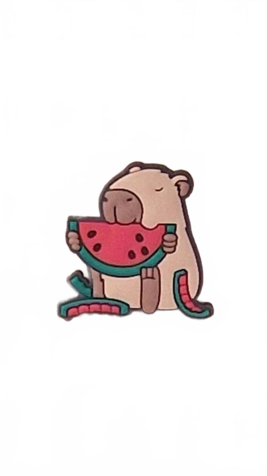 Cute capybara eating slices of water melons shoe charm