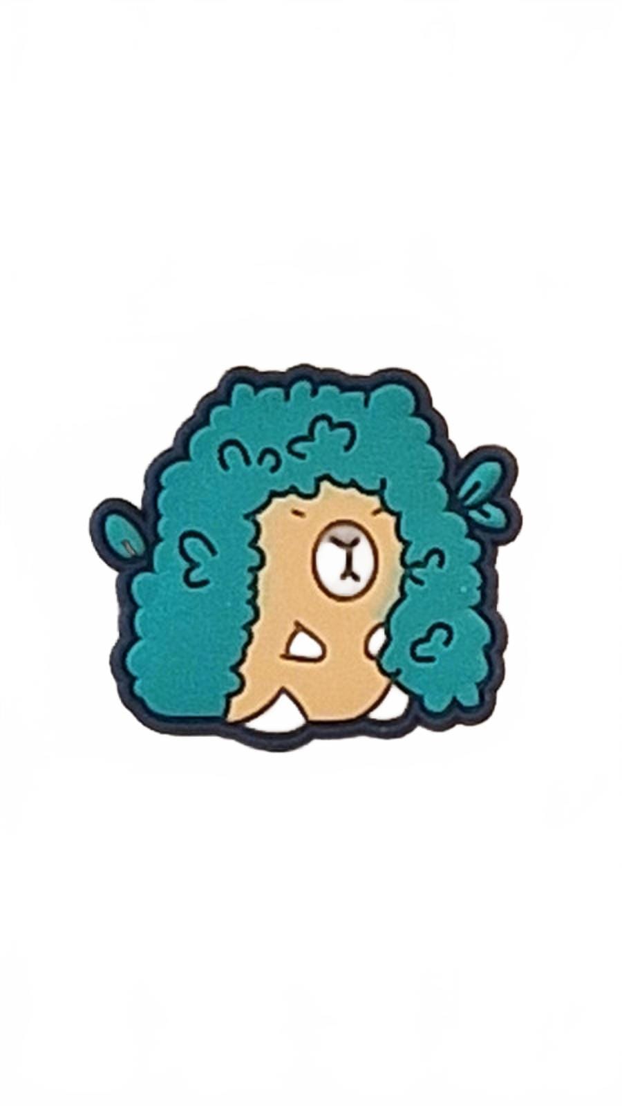 Cute brown capybara hiding in green bushes shoe charm 