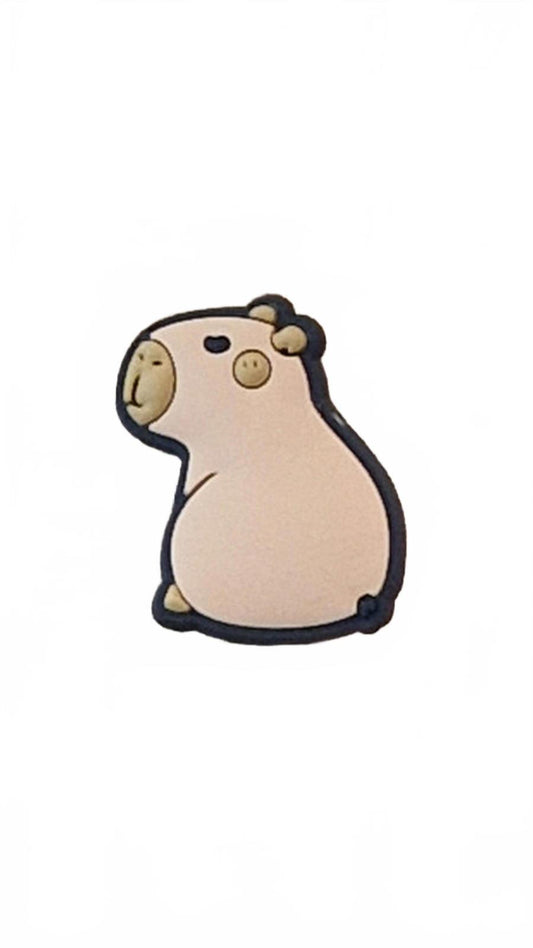 Cute capybara sitting looking away shoe charm