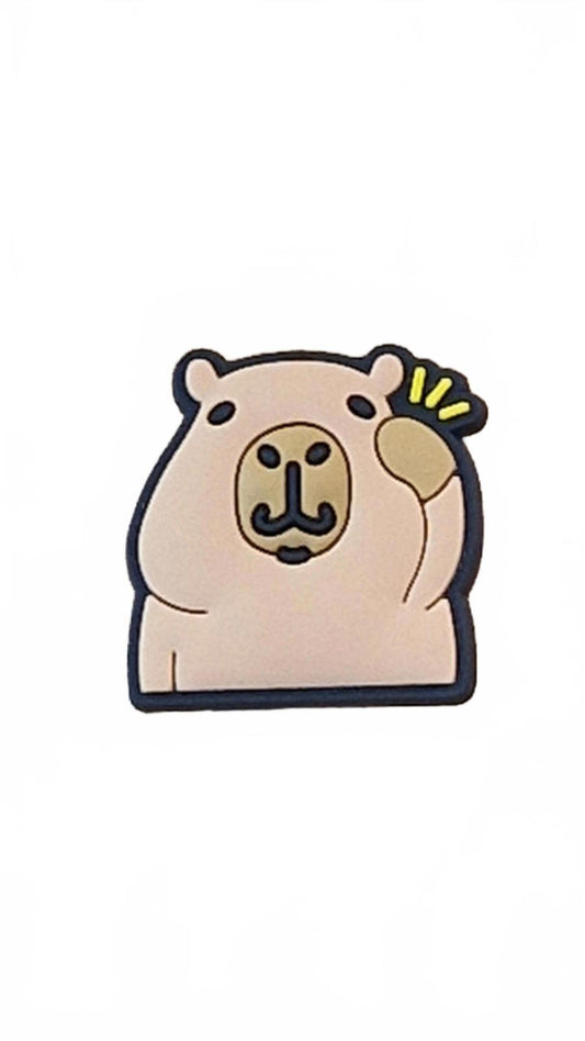 Cute capybara waving animal shoe charm