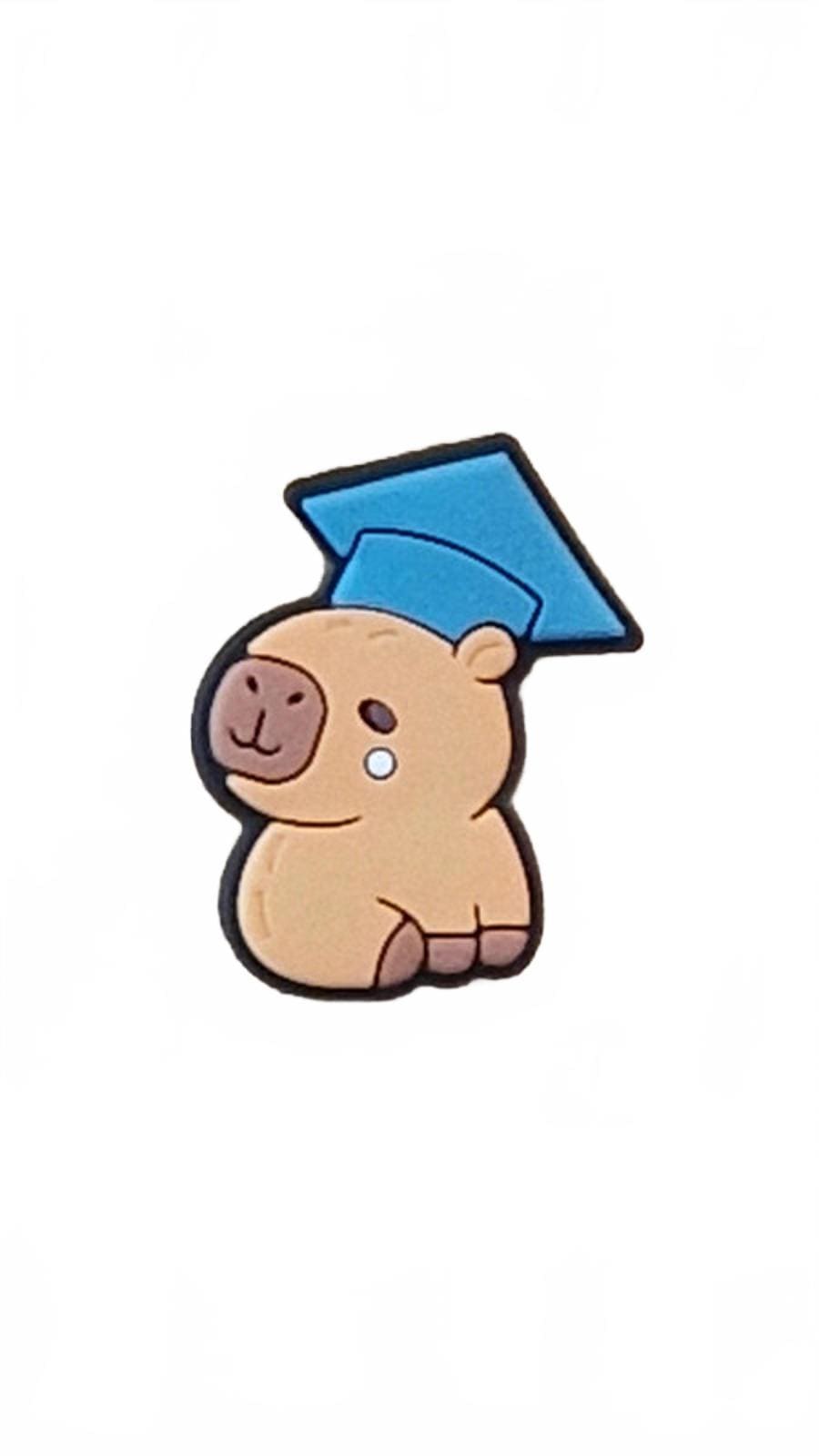 Cute capybara wearing graduation hat shoe charm