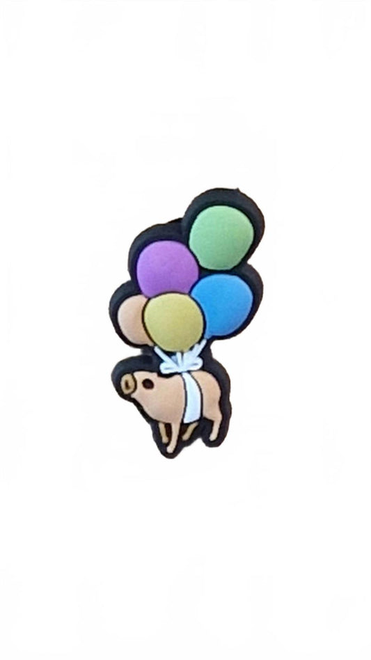 Capybara lifted with bundle of balloons shoe charm