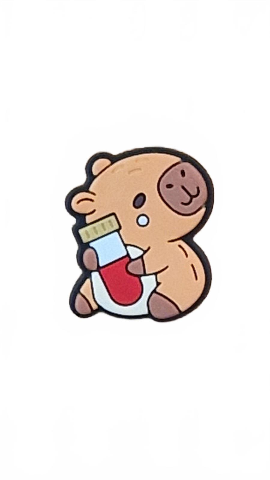 Cute capybara with medical test tube shoe charm