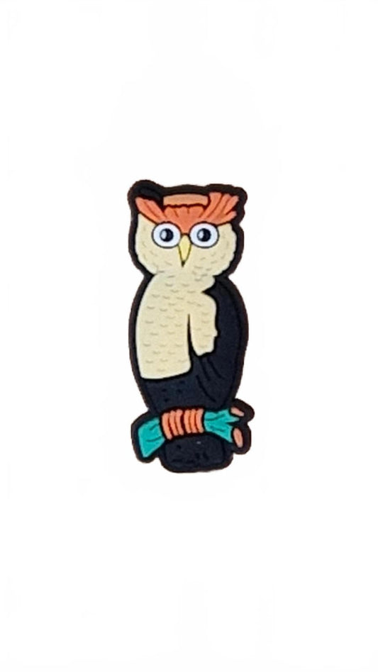 Cartoon style wide eyed owl Halloween shoe charm