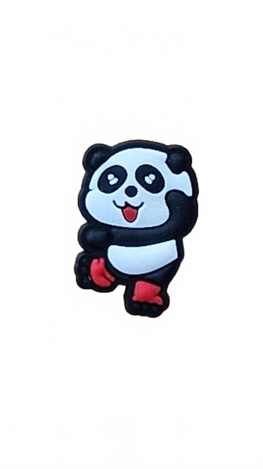 Cute cartoon style happy panda wearing read shoes shoe charm