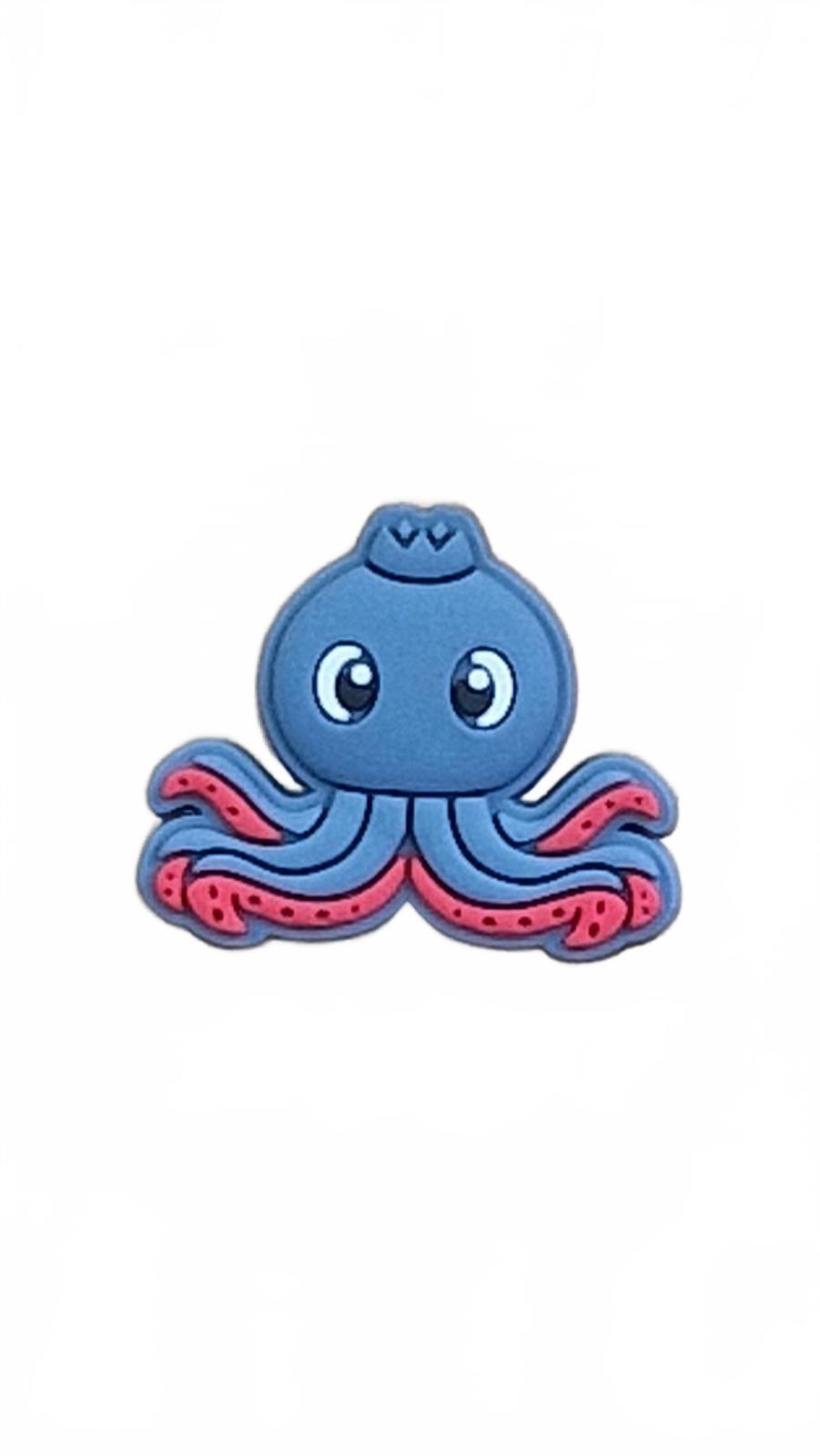Cute cartoon blue octopus wearing crown shoe charm
