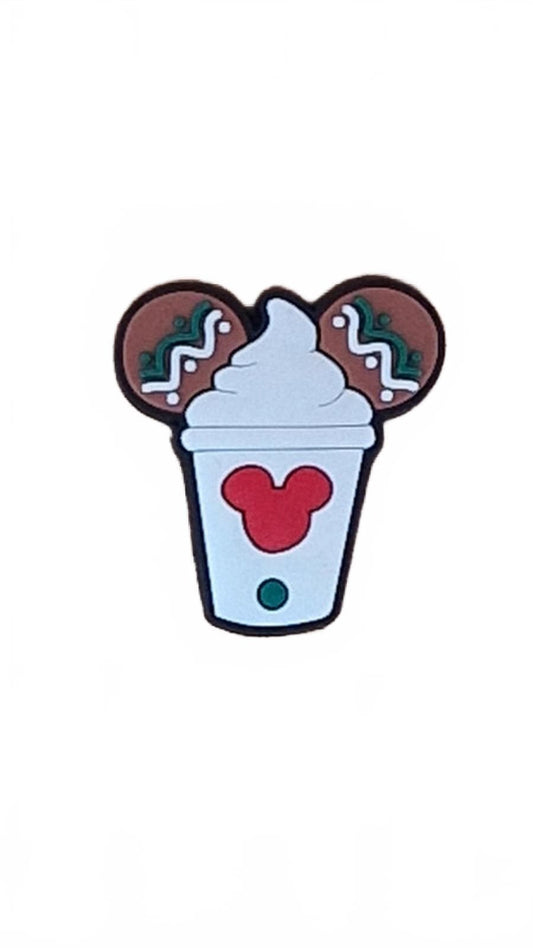 Cute Christmas drink with cookies and mouse on cup shoe charm