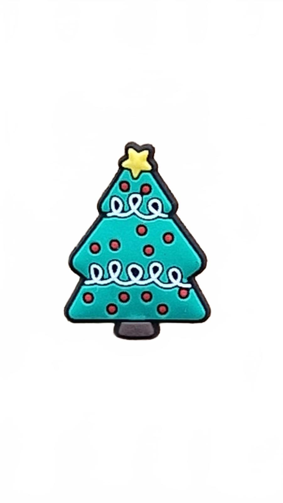 Cute Christmas tree with red baubles and star Christmas shoe charm