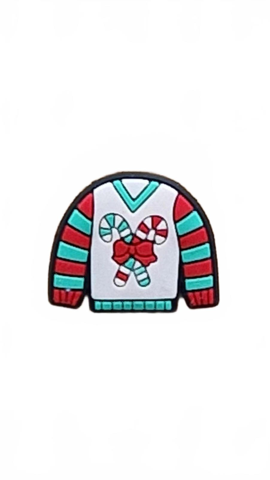 Cute red and green Christmas jumper shoe charm