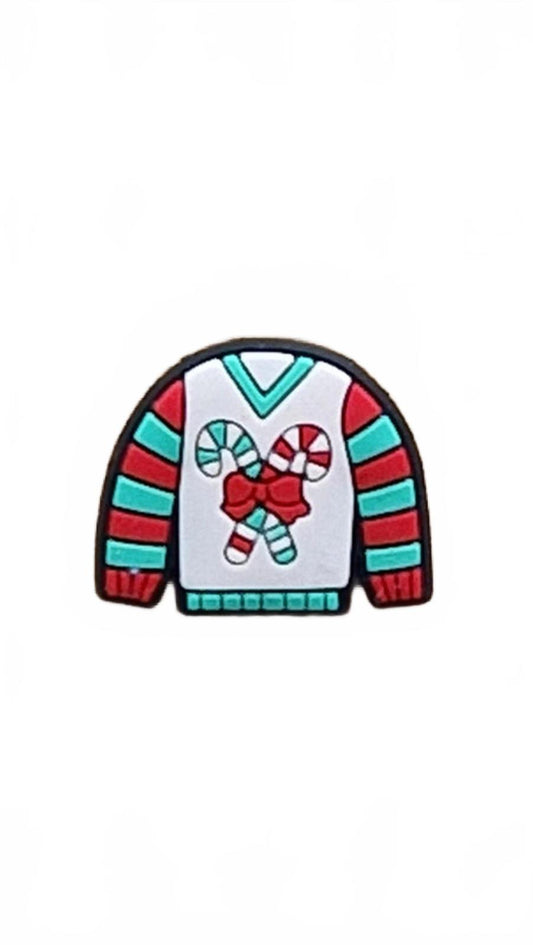 Cute red and green Christmas jumper shoe charm