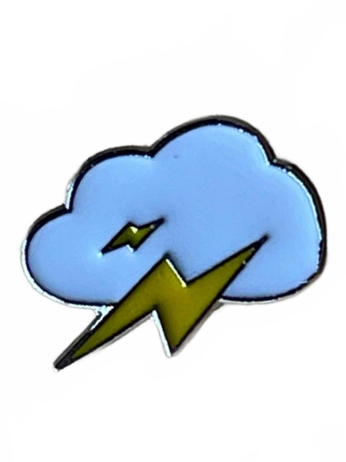 Kawaii cloud with lightning enamel pin