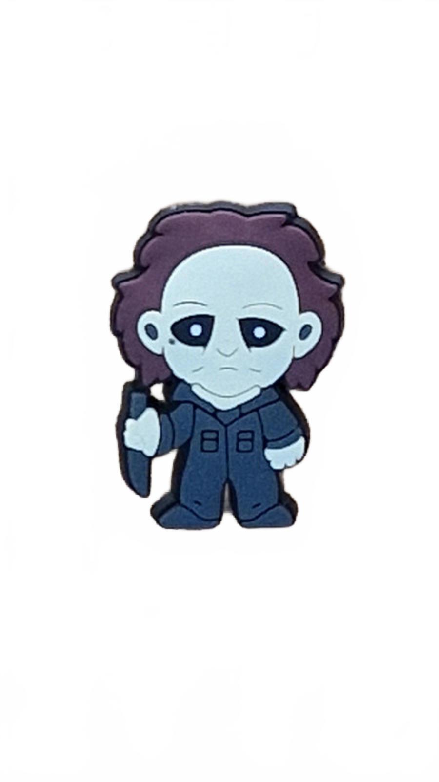Scary creepy man with mask and knife Halloween shoe charm