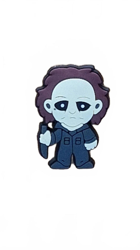 Scary creepy man with mask and knife Halloween shoe charm