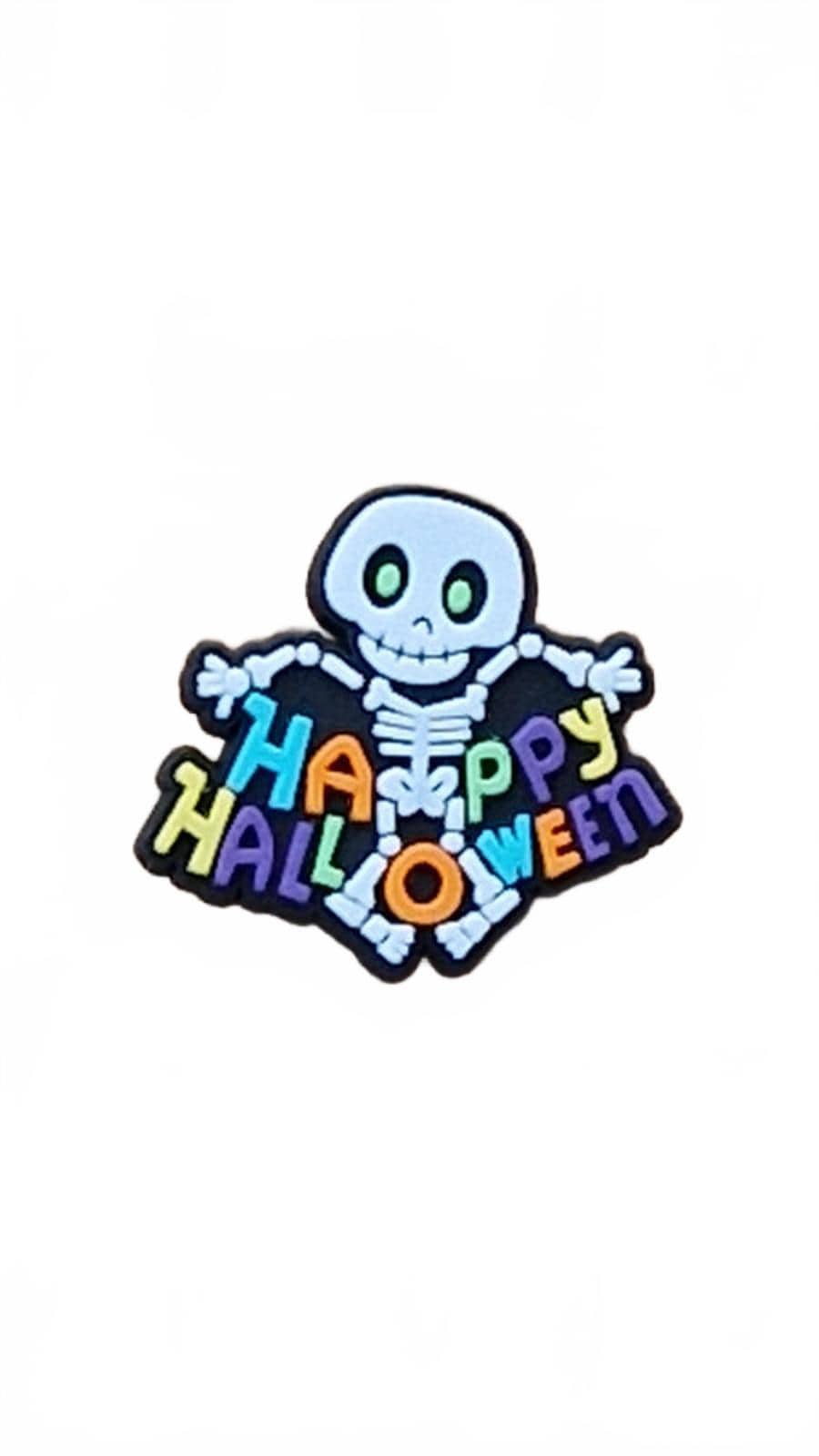 Skeleton with 'Happy Halloween' shoe charm