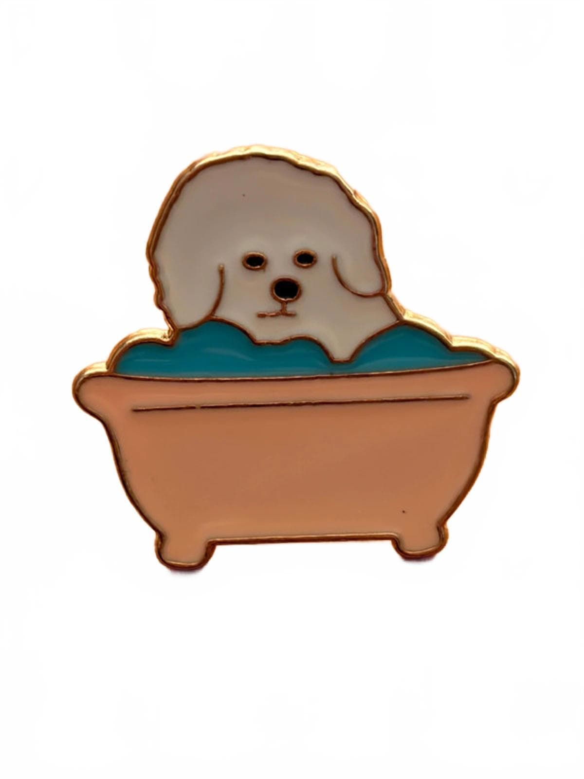 Cute Dog in bath enamel pin