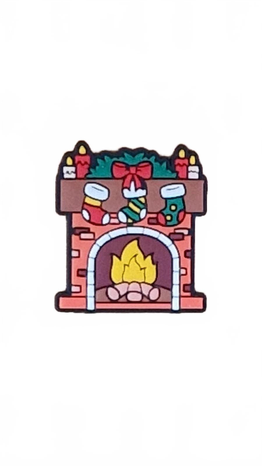 Christmas fireplace with stockings shoe charm