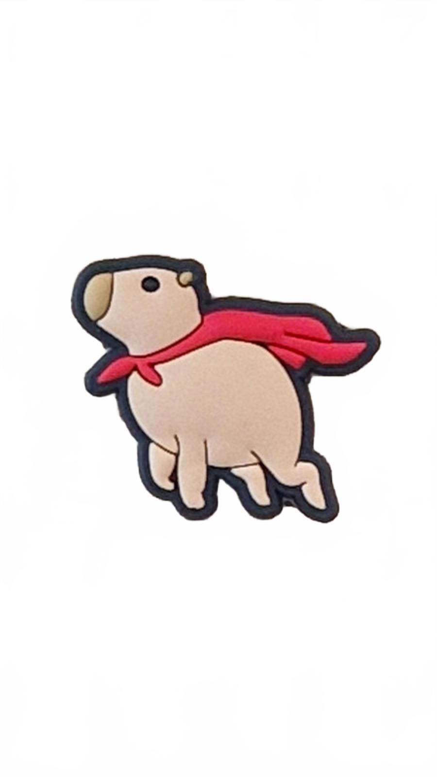 Cute capybara with red cape shoe charm