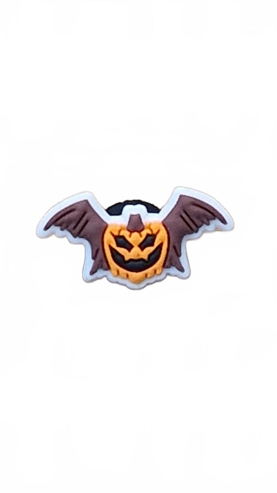 Flying pumpkin with bat wings Halloween shoe charm