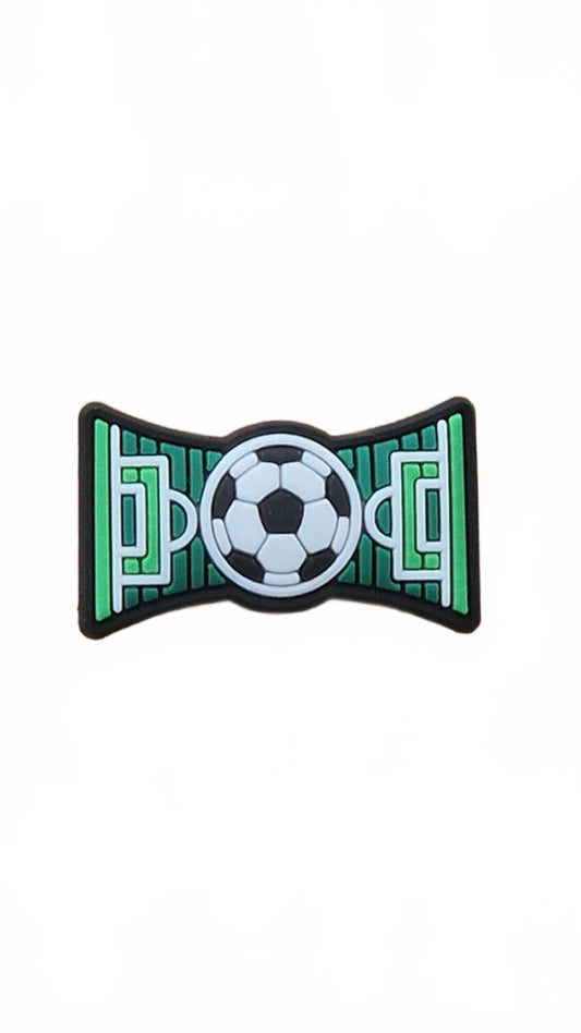 Large football in the middle of the pitch shoe charm