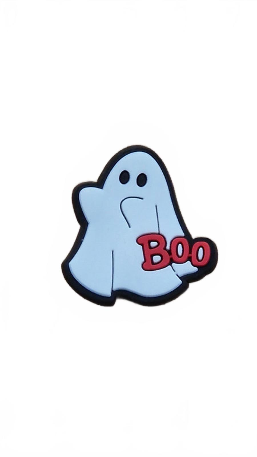 Cute ghost with BOO sign Halloween shoe charm