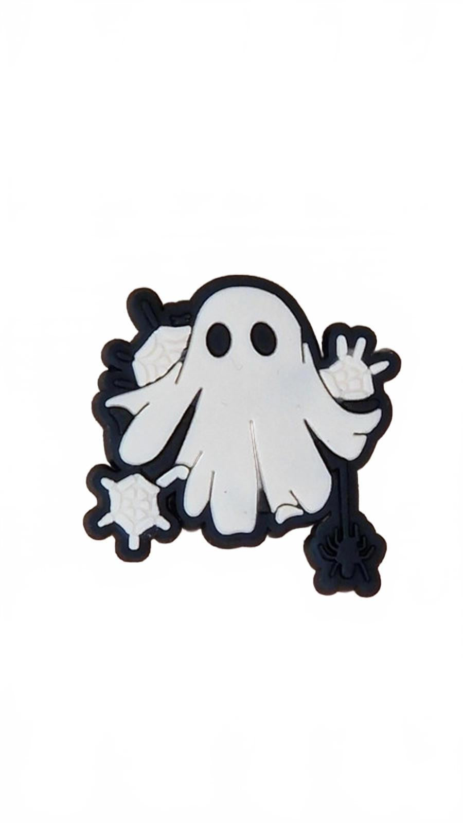 Cute ghost with spider webs Halloween shoe charm