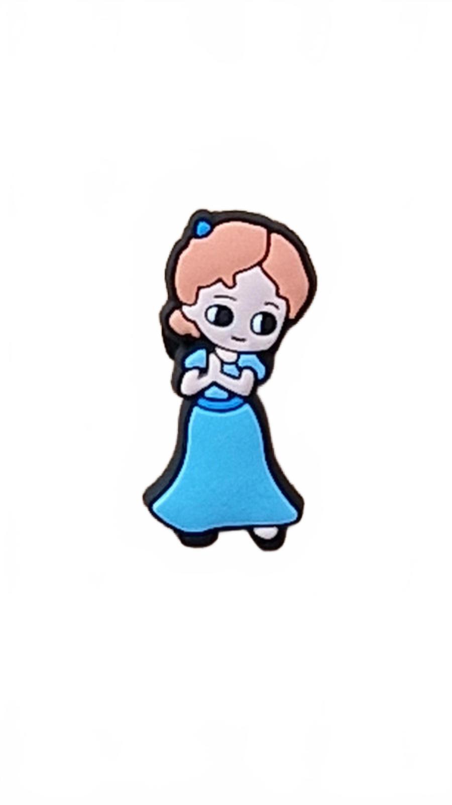 Cute girl cartoon style in blue dress shoe charm