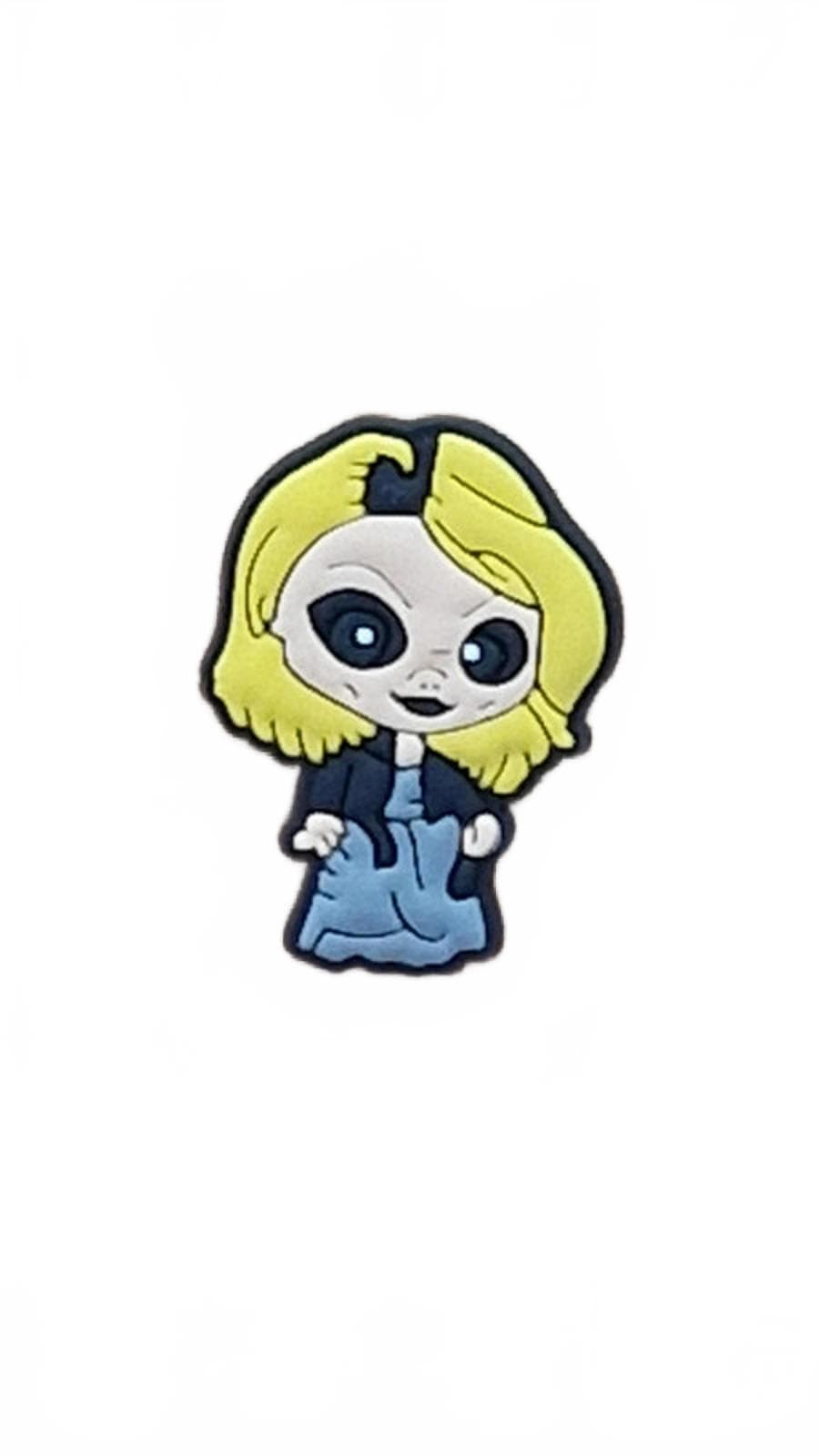 Gothic blond girl with deep eyes Halloween shoe charm