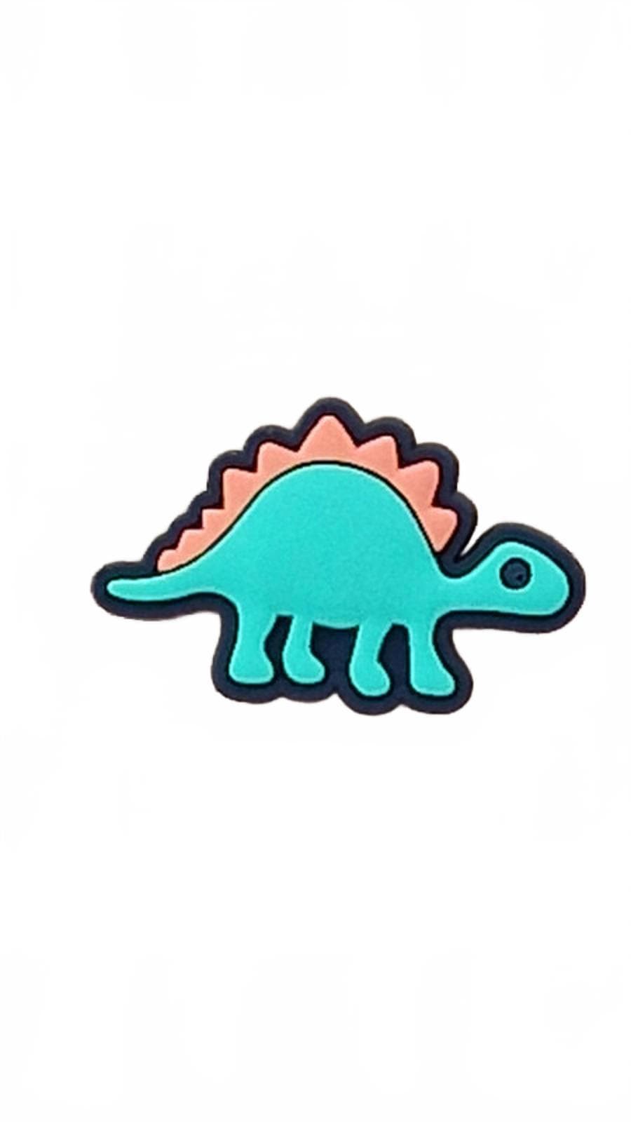 Green and orange dinosaur shoe charm
