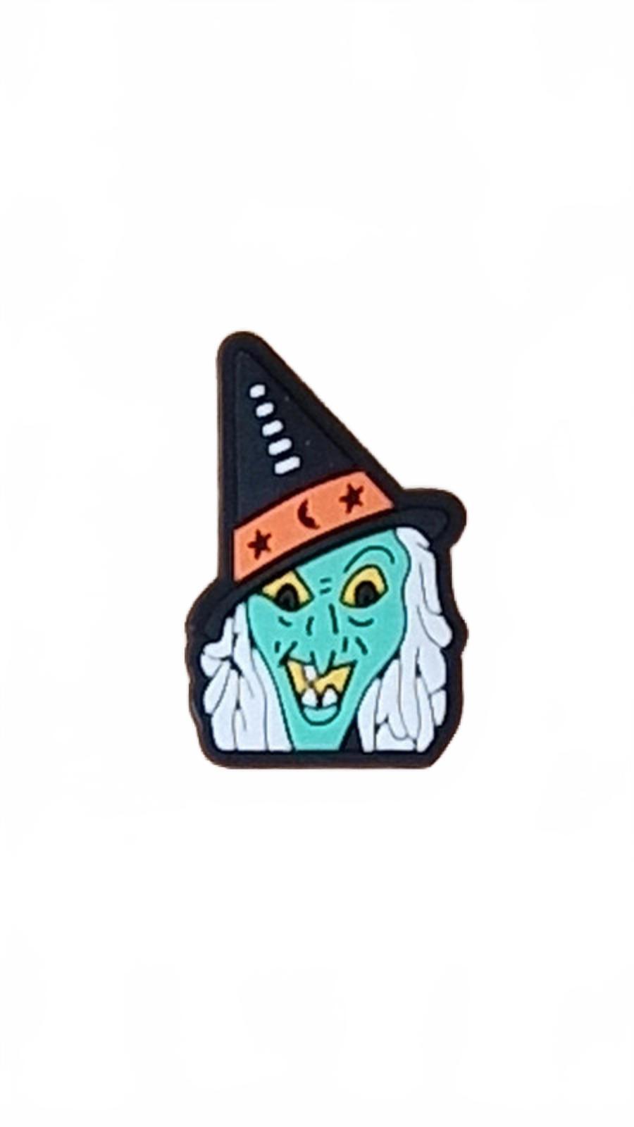 Green witch face Halloween shoe harm