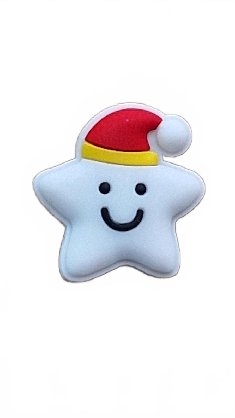 3D smiling star wearing Santa hat Christmas shoe charm