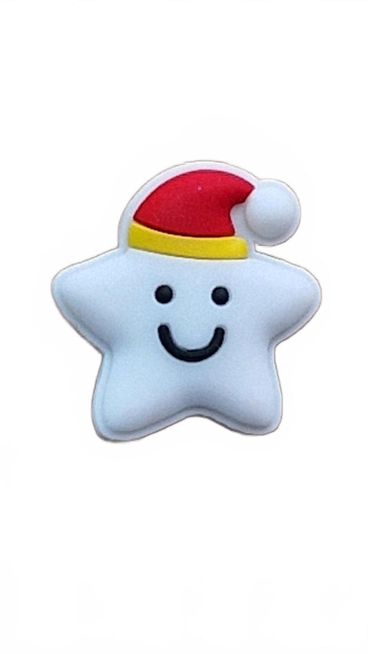 3D smiling star wearing Santa hat Christmas shoe charm