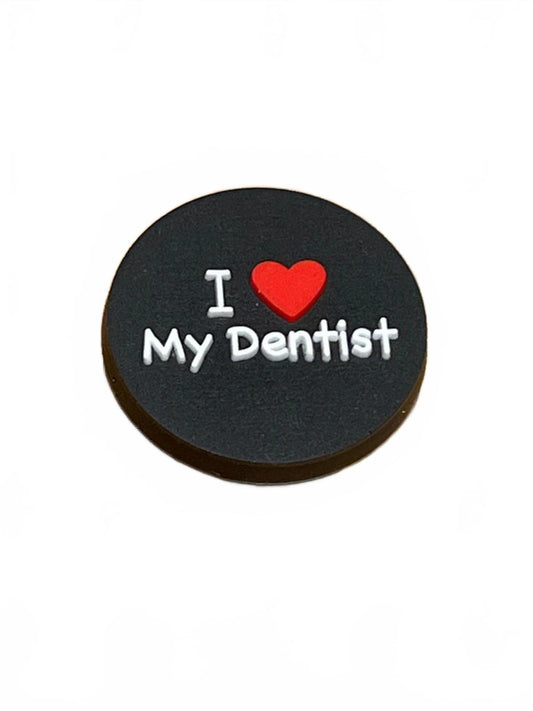 Black badge I love my dentist medical shoe charm