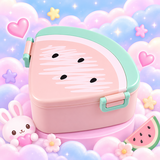 Pastel pink and mint kawaii watermelon bento lunch box