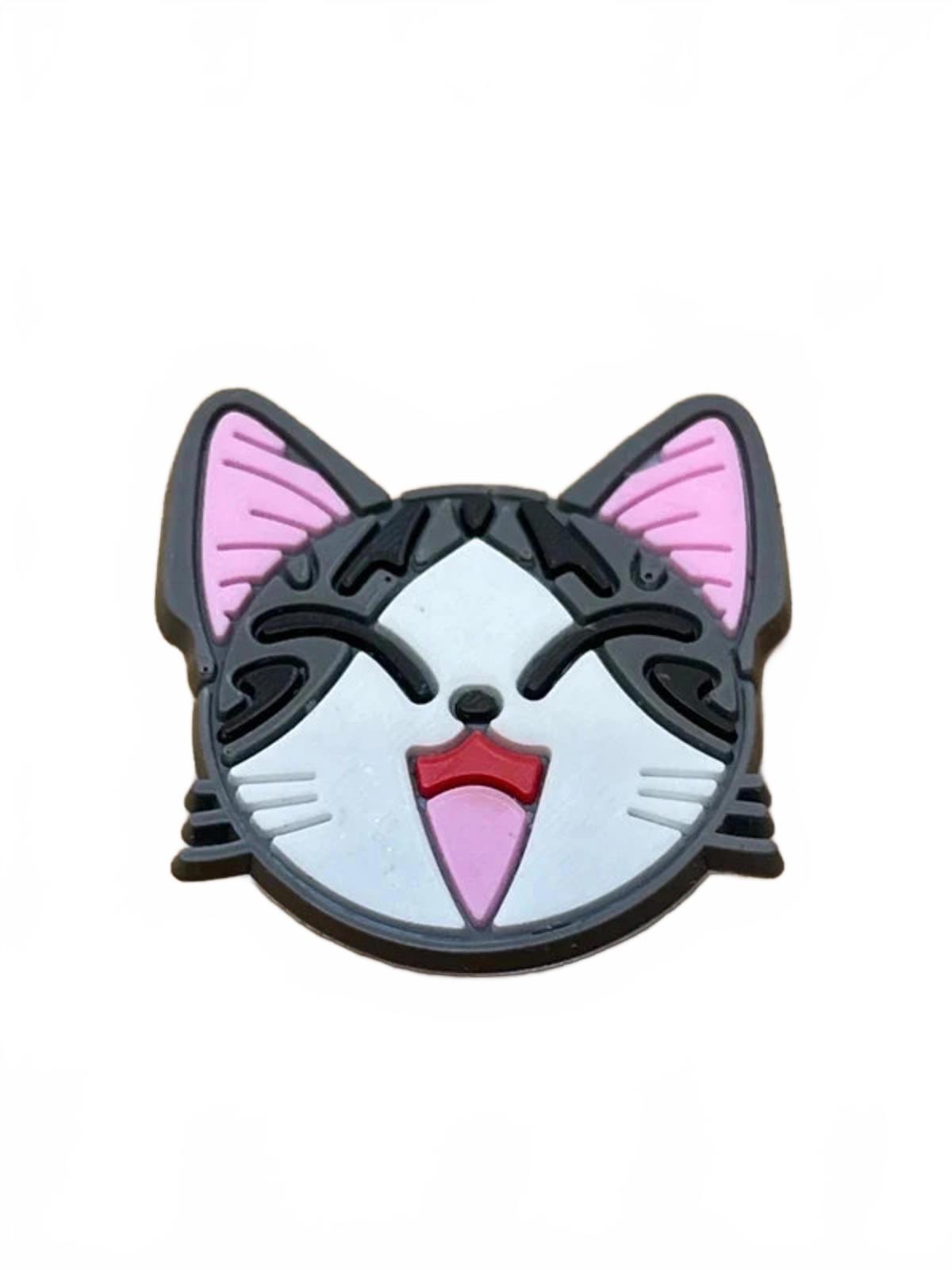 Japanese cat laughing head shoe charm