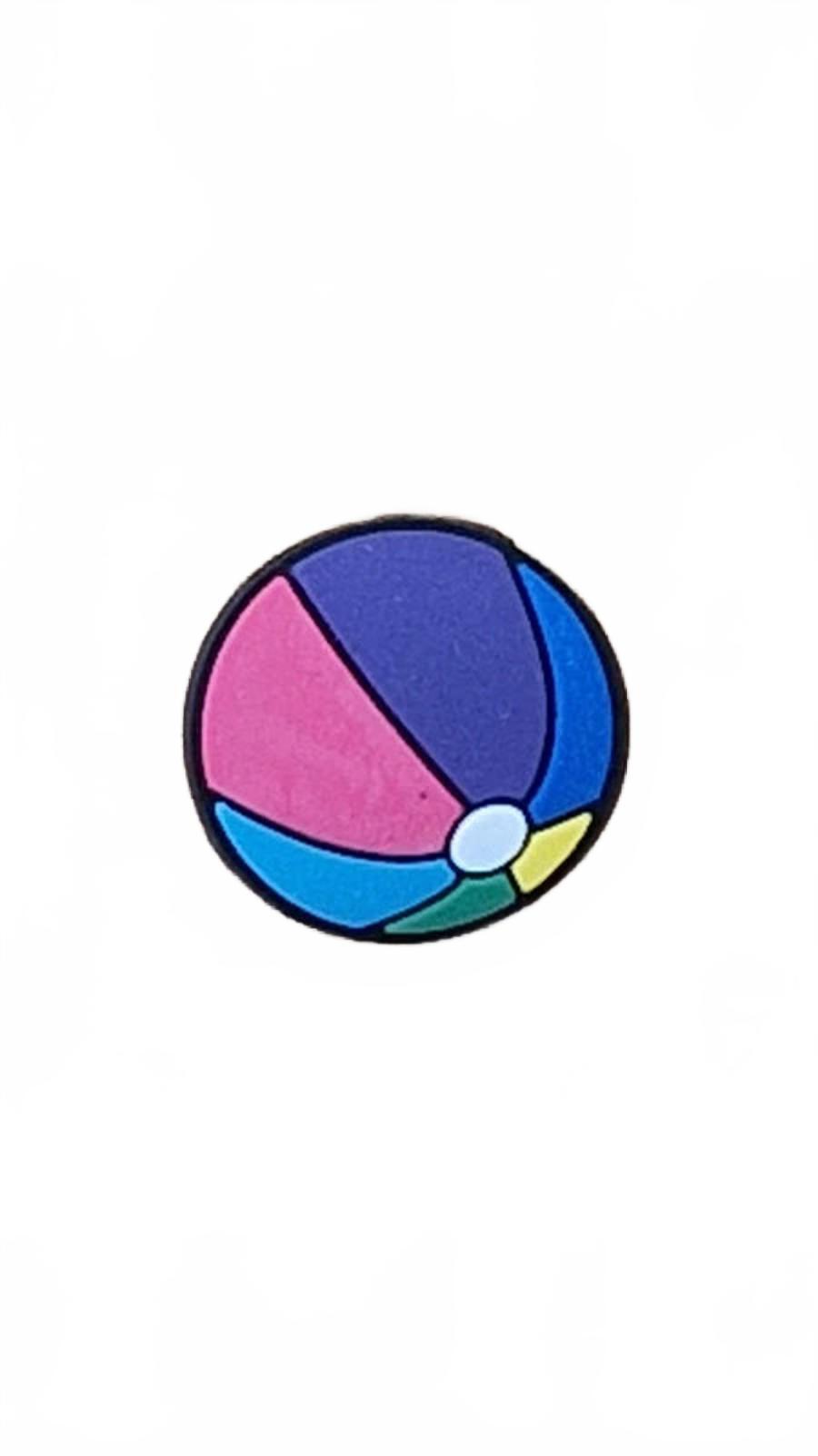 Multi-coloured beech ball facing down shoe charm