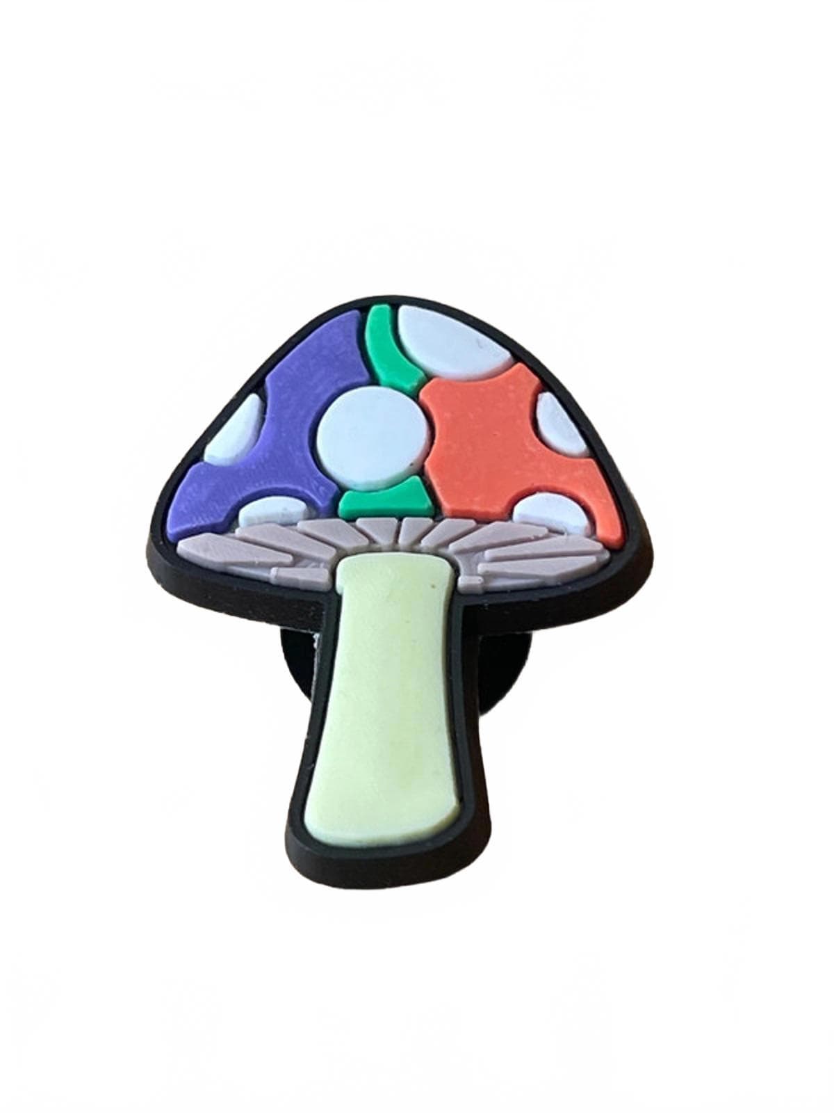 Cartoon style multicoloured toadstool mushroom shoe charm