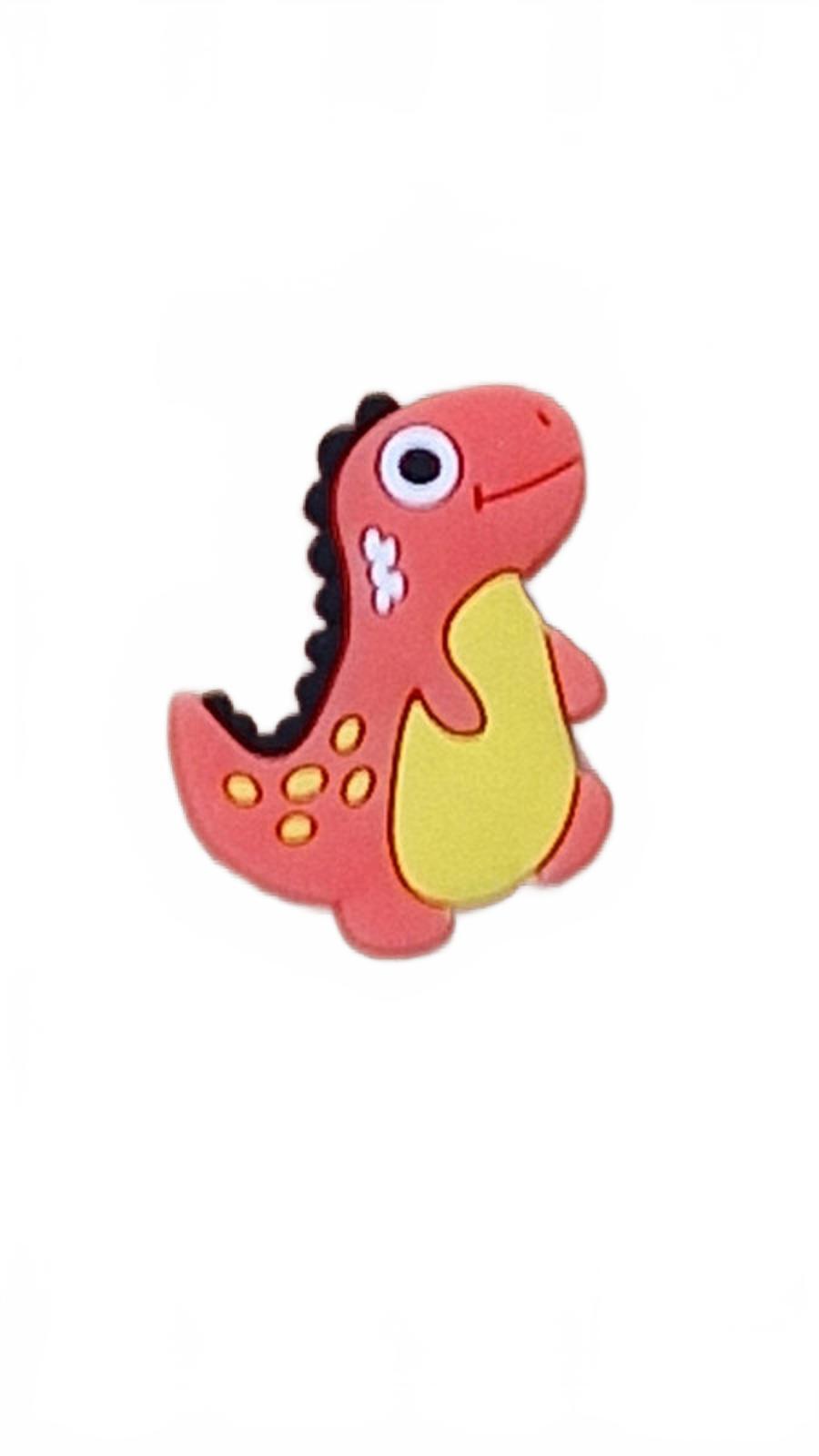 Cute orange and yellow dinosaur shoe charm