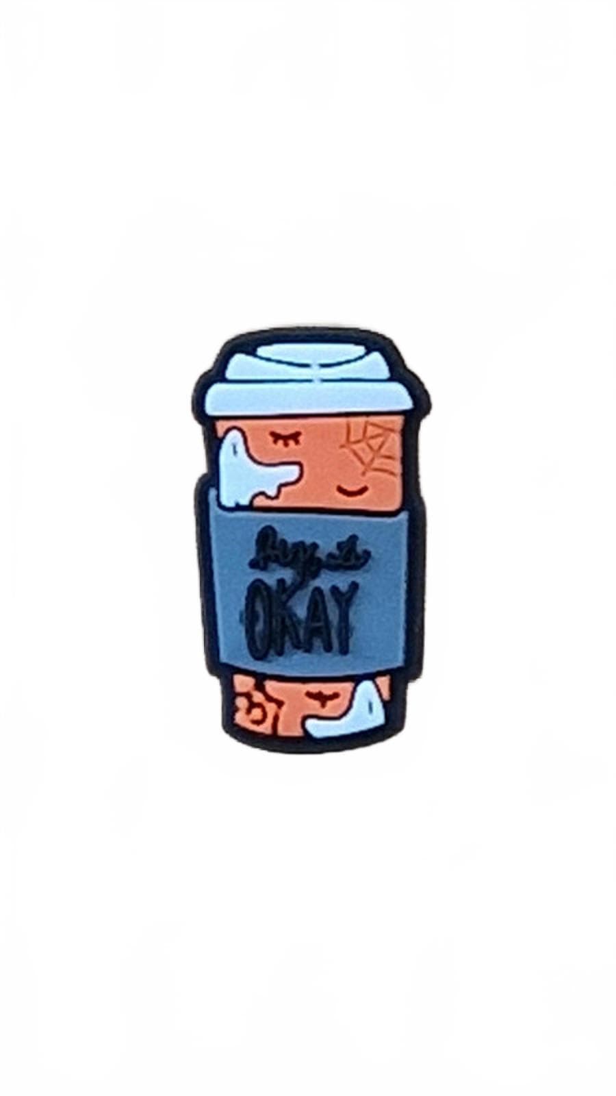 Orange coffee cup with ghosts, bats and spider web Halloween shoe charm