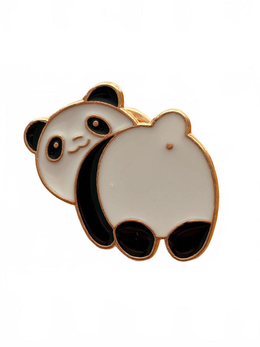 Cute panda looking back enamel pin